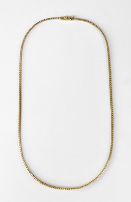 Lot 1210 - A 9ct gold semi-rigid necklace with short...