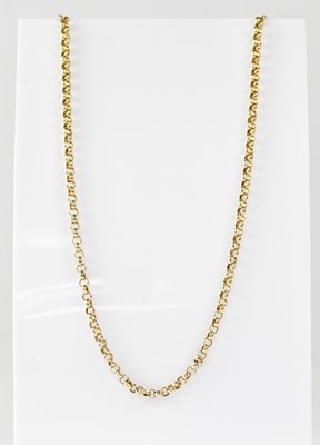 Lot 1215 - A 9ct gold belcher link necklace, with ring...