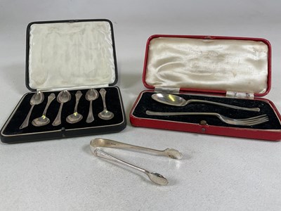 Lot 336 - A cased set of six George V hallmarked silver...