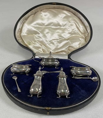 Lot 332 - A cased George V hallmarked silver cruet...