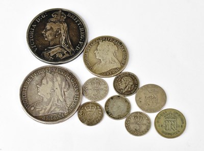 Lot 1051 - Various silver coins comprising two Queen...