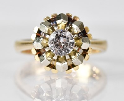 Lot 1071 - An 18ct gold white stone set dress ring, size...