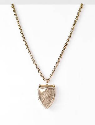 Lot 1192 - A 9ct gold belcher link necklace with...