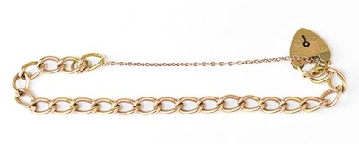 Lot 1139 - A 9ct gold bracelet with 9ct gold heart-shaped...