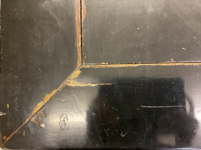 Lot 32 - A large ebonised Chinese style table, 271 x...