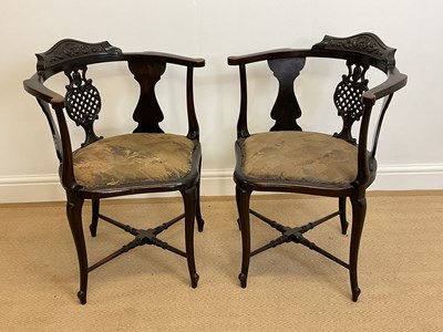 Lot 520 - A pair of 19th century mahogany corner chairs...