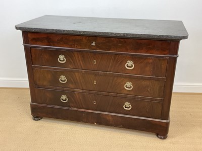 Lot 487 - A 19th century marble topped mahogany chest of...