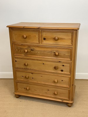 Lot 534 - A pine chest of two short over four long...