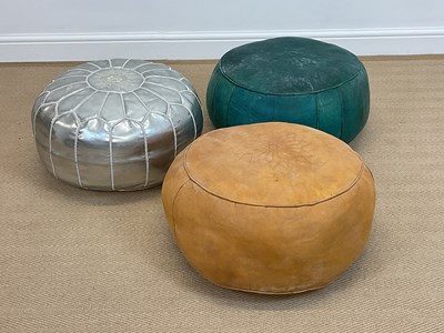 Lot 573 - Three contemporary Moroccan leather pouffes.