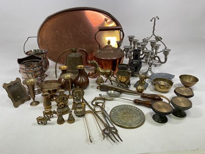 Lot 141 - A quantity of metalware comprising copper,...