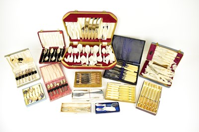 Lot 883 - Thirteen various cased silver plated and...