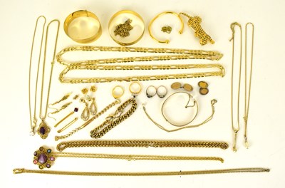 Lot 1282 - Various items of gold-coloured metal jewellery...