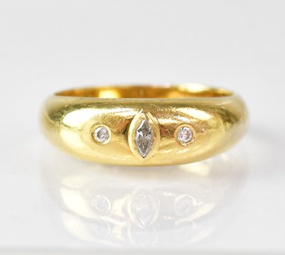 Lot 1068 - An 18ct gold three-stone diamond set ring,...