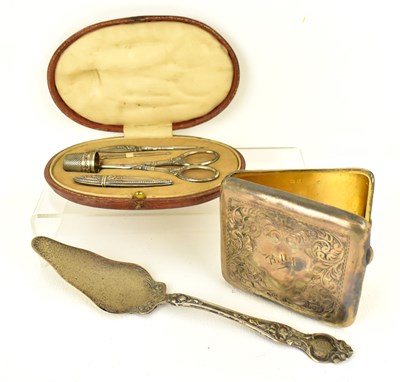 Lot 901 - A hallmarked silver cigarette case, a sterling...