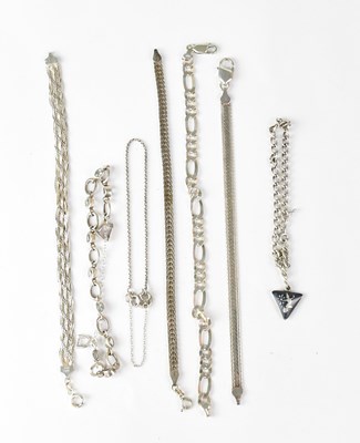 Lot 1163 - Seven hallmarked silver bracelets including...