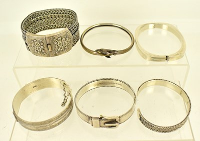 Lot 1156 - Six hallmarked silver bracelets, comprising...