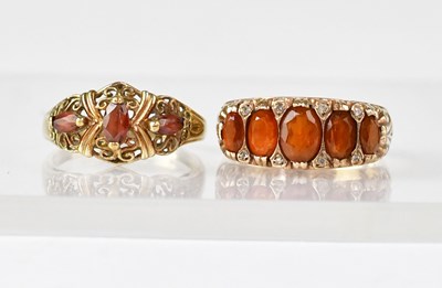 Lot 1121 - Two 9ct gold dress rings, the largest with...