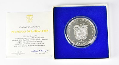Lot 994 - THE FRANKLIN MINT; a 1974 silver Panama 20...