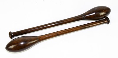 Lot 30 - A pair of turned and stained treen exercise...