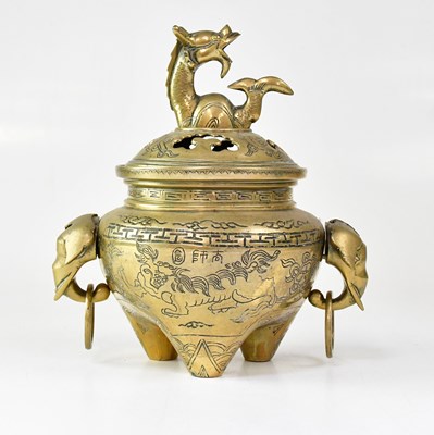 Lot 650 - An early 20th century Chinese bronze censer,...