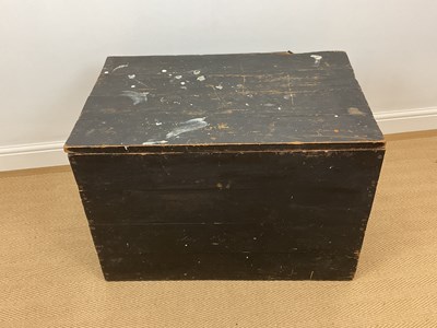 Lot 589 - A painted wooden trunk with metal handles to...