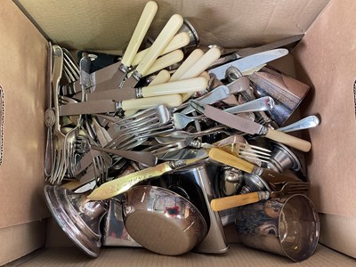 Lot 328 - A quantity of silver plated flatware and other...