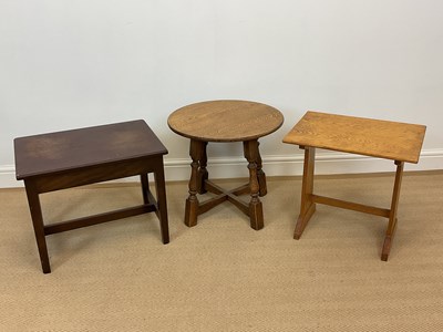 Lot 591 - Three side tables, comprising two oak and one...