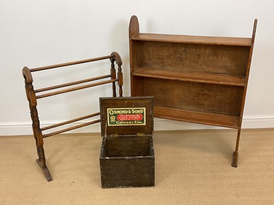Lot 575 - A rustic wooden bookcase, height 88cm, width...
