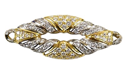 Lot 347 - A contemporary white and yellow metal brooch...