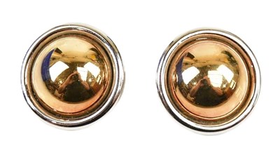 Lot 322 - A pair of two colour 9ct gold bull's eye ear...