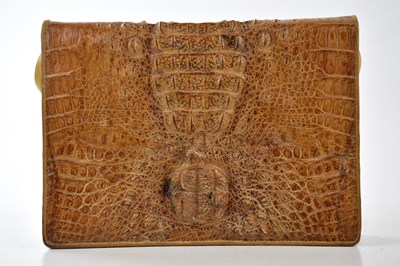 Lot 777 - A vintage light brown crocodile skin handbag...