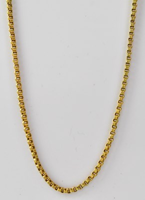 Lot 1221 - A 9ct gold three-ring link necklace with hoop...