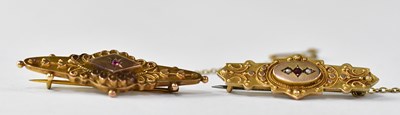 Lot 1175 - Two Victorian-style 9ct gold mourning brooches,...