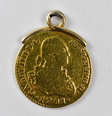 Lot 978 - A Carlos IV 1791 gold one escudo coin (.875...