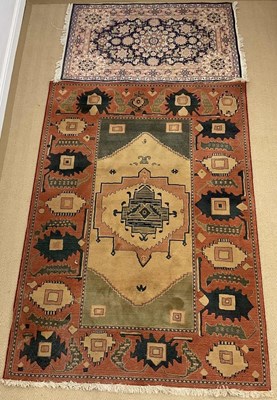 Lot 457 - A Belgian Flemish woollen rug, with a central...