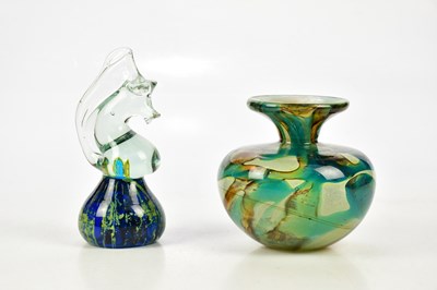 Lot 3035 - MDINA; a glass squat baluster vase, height...