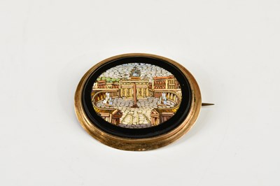 Lot 355 - A 19th century yellow metal framed micromosaic...