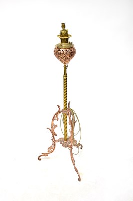 Lot 105 - A 19th century copper and brass telescopic standard lamp
