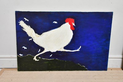 Lot 1775 - JACOB SUTTON; oil on canvas, white chicken,...