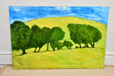 Lot 1776 - JACOB SUTTON; oil on canvas, trees in field,...