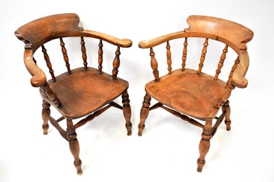 Lot 80 - Four matching smokers' bow arm chairs, with...