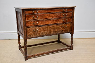 Lot 2615 - An early 20th century oak coin cabinet of...