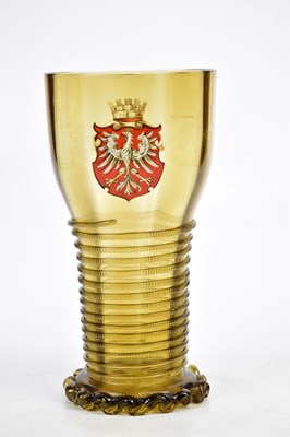 Lot 3013 - A German Bohemian green glass Humpen,...