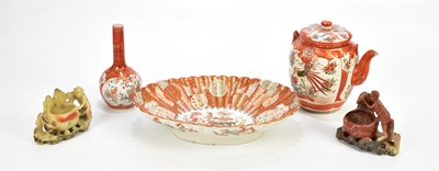 Lot 2724 - A Kutani dish, teapot and vase, together with...