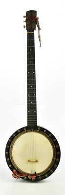 Lot 2697 - A five string full back banjo, cased.