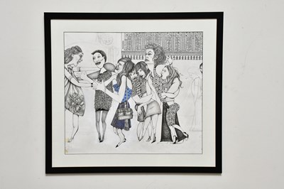 Lot 1697 - LUCIE BENNETT; pencil drawing with colour,...