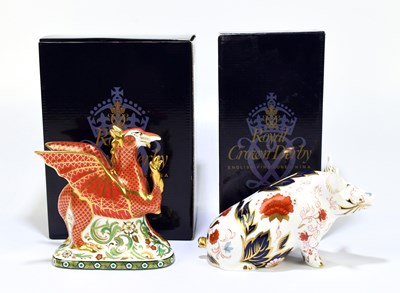 Lot 702 - ROYAL CROWN DERBY; two animal form...