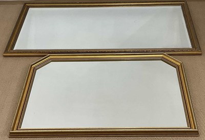 Lot 582 - Two overmantel mirrors, in decorative gilt...