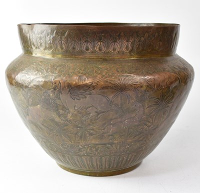Lot 662 - A Benares embossed and engraved brass bowl...