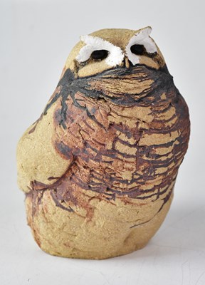 Lot 491 - GUY HOLDER; a studio pottery owl with...
